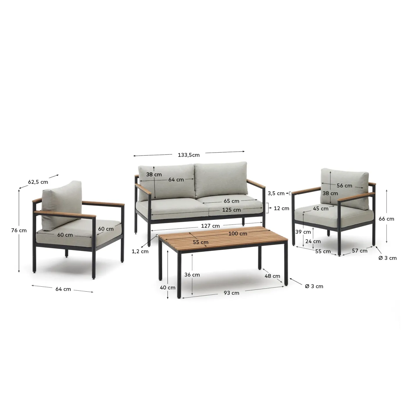 KAVE HOME Gartenlounge-Set AIGUAFREDA