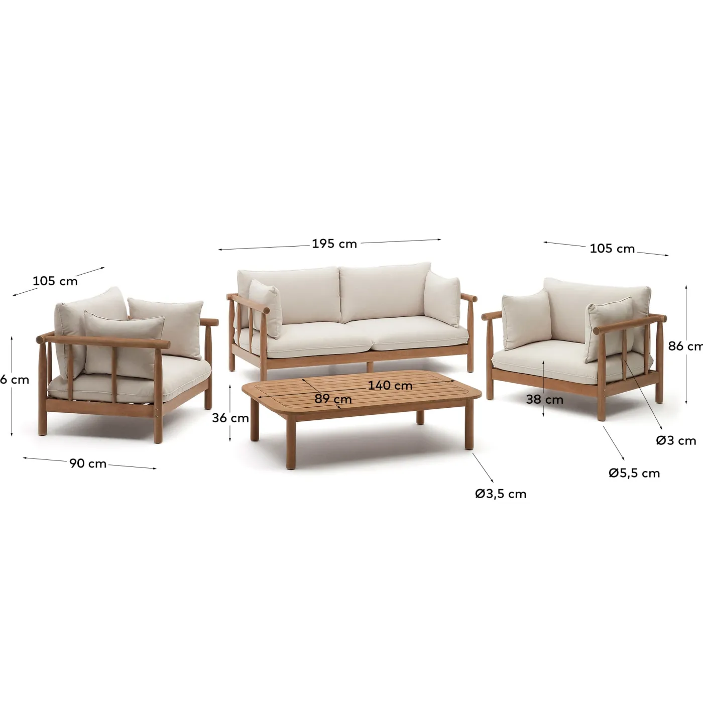 KAVE HOME Gartenlounge-Set SACOVA