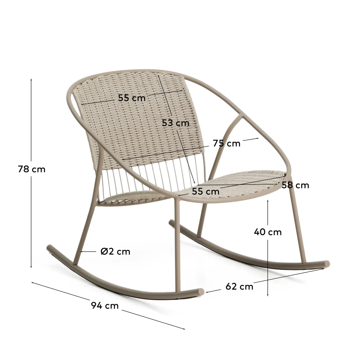 KAVE HOME Schaukelstuhl Outdoor ATRANI