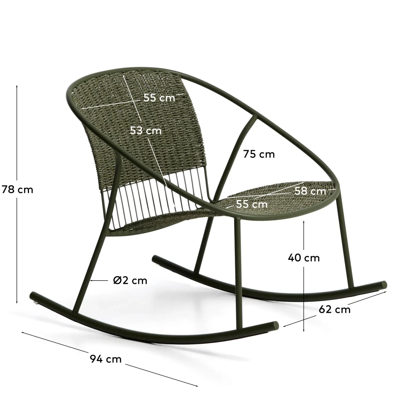 KAVE HOME Schaukelstuhl Outdoor ATRANI