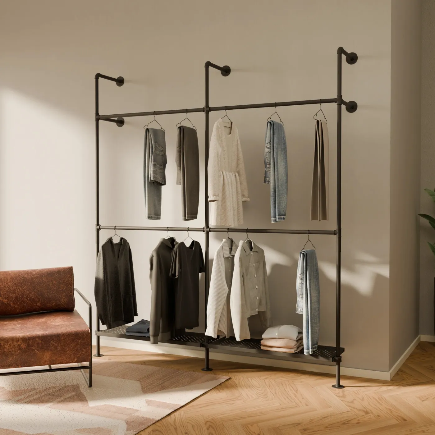 PAMO Kleiderstangensystem KIM DOUBLE 2 METAL