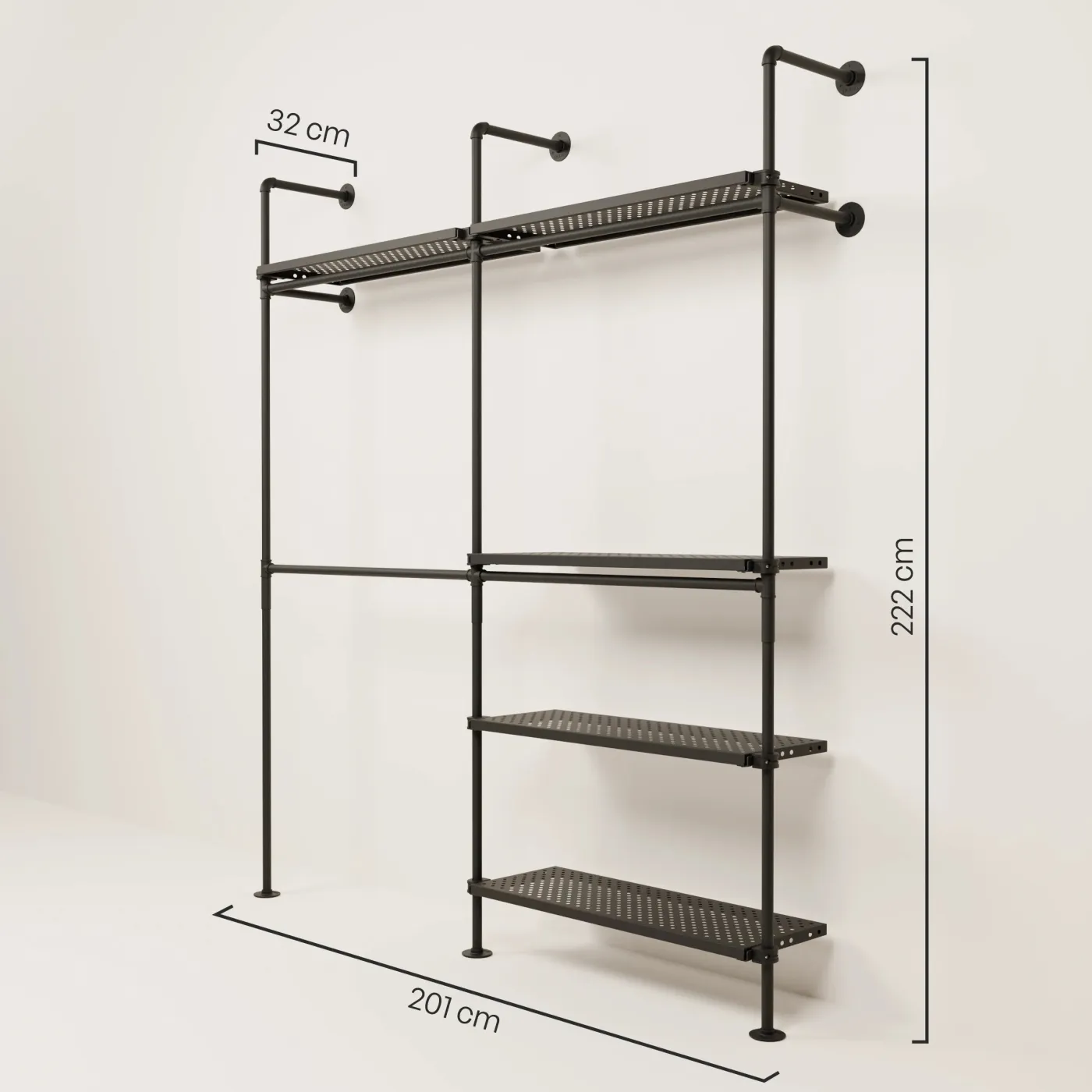 PAMO Kleiderstangensystem KIM DOUBLE 2 METAL