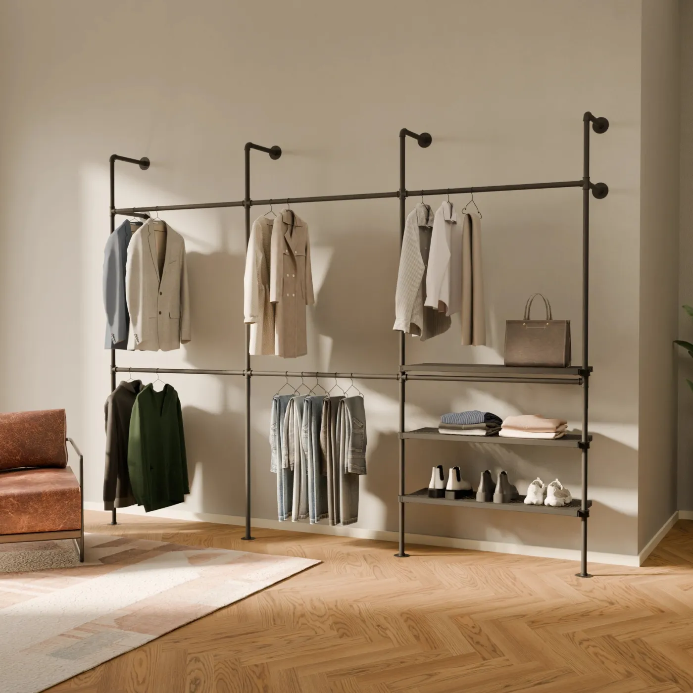 PAMO Kleiderstangensystem KIM DOUBLE 3 METAL