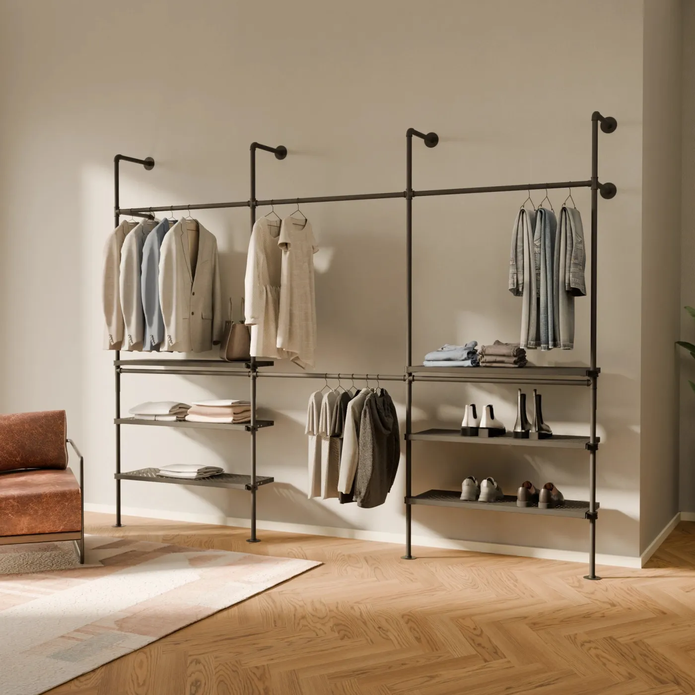 PAMO Kleiderstangensystem KIM DOUBLE 3 METAL