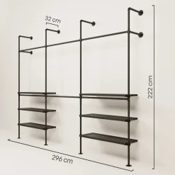 PAMO Kleiderstangensystem KIM DOUBLE 3 METAL