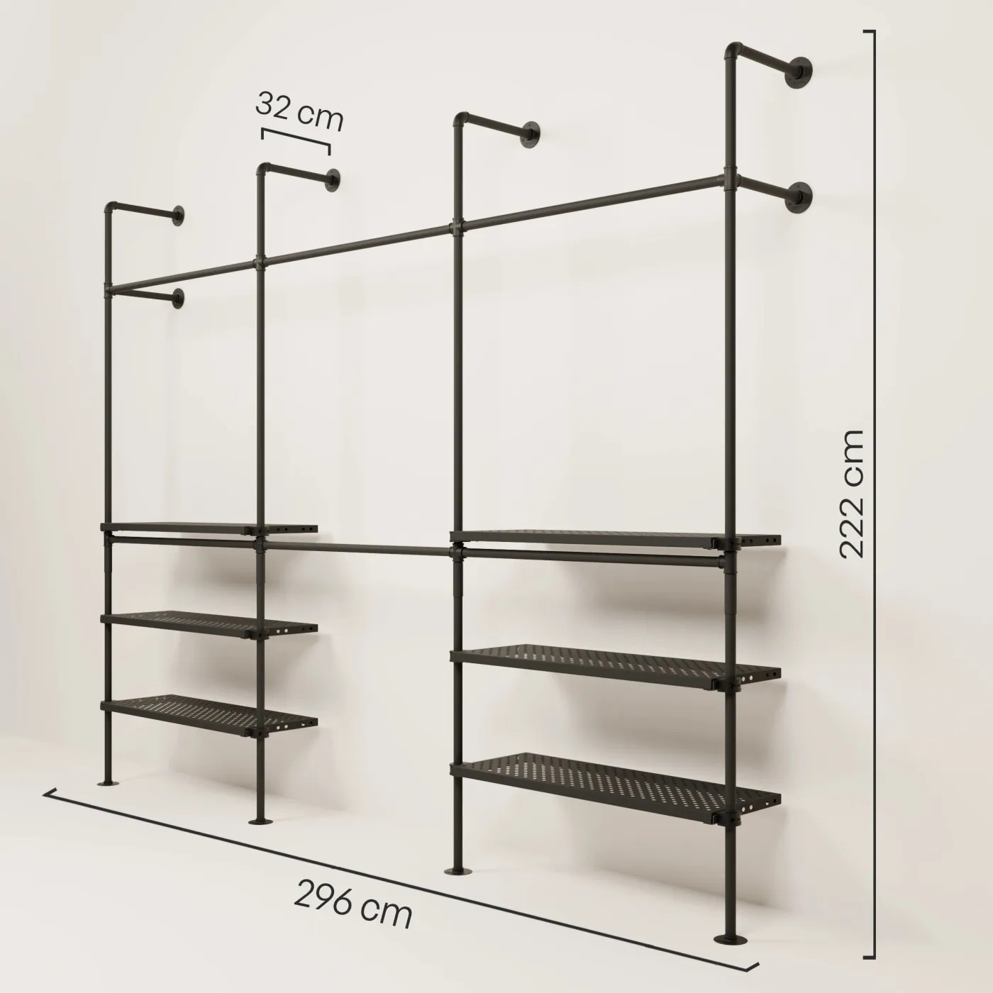 PAMO Kleiderstangensystem KIM DOUBLE 3 METAL