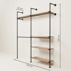 PAMO Kleiderstangensystem KIM DOUBLE 2 OAK