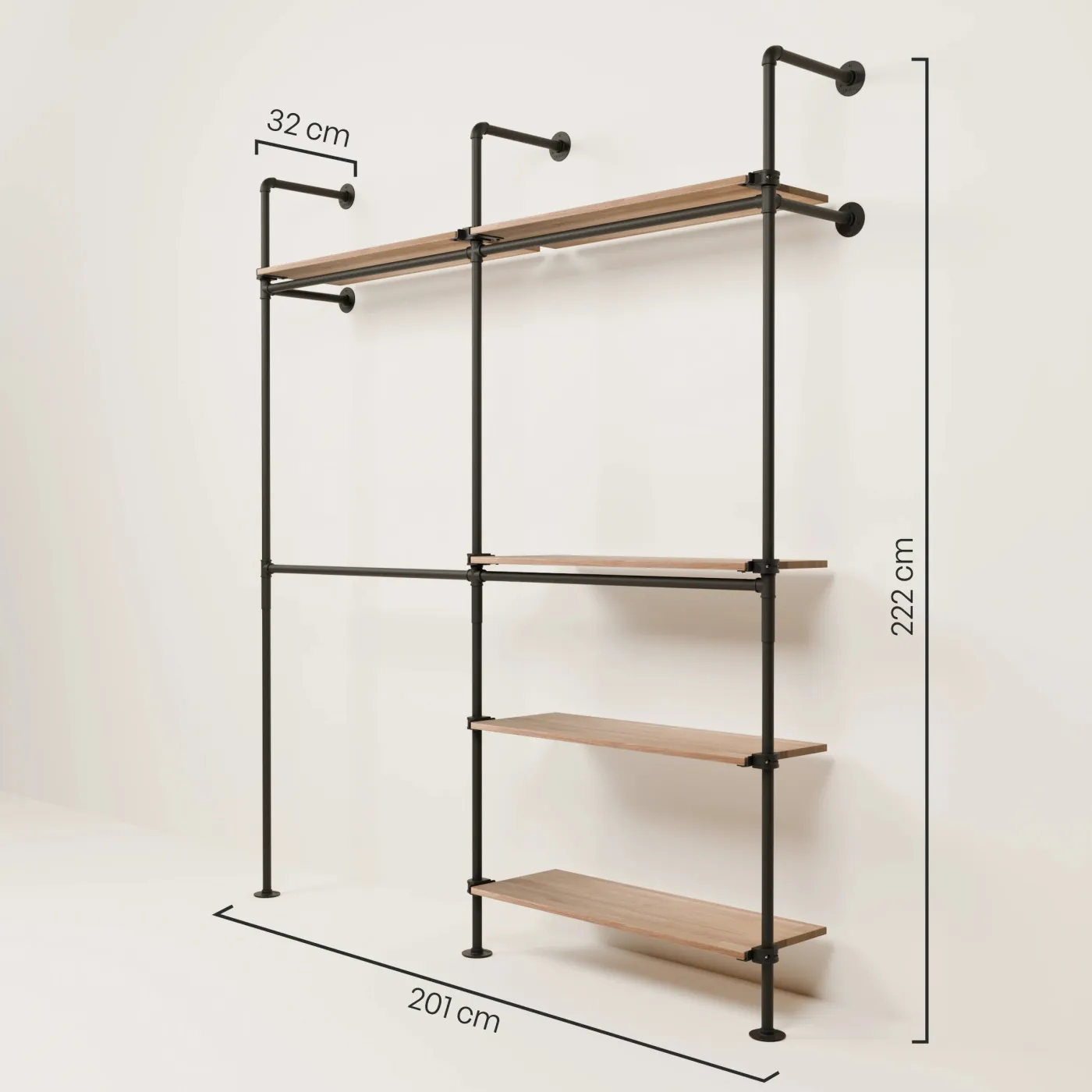 PAMO Kleiderstangensystem KIM DOUBLE 2 OAK
