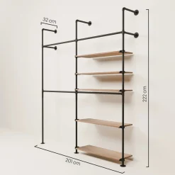PAMO Kleiderstangensystem KIM DOUBLE 2 OAK
