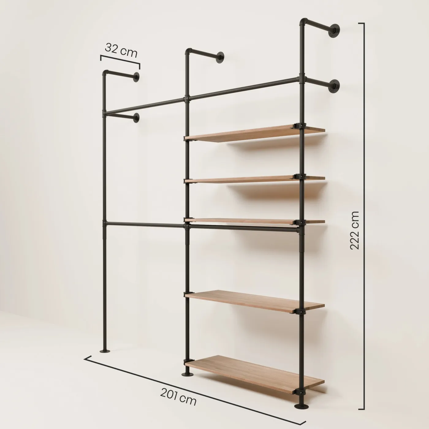 PAMO Kleiderstangensystem KIM DOUBLE 2 OAK