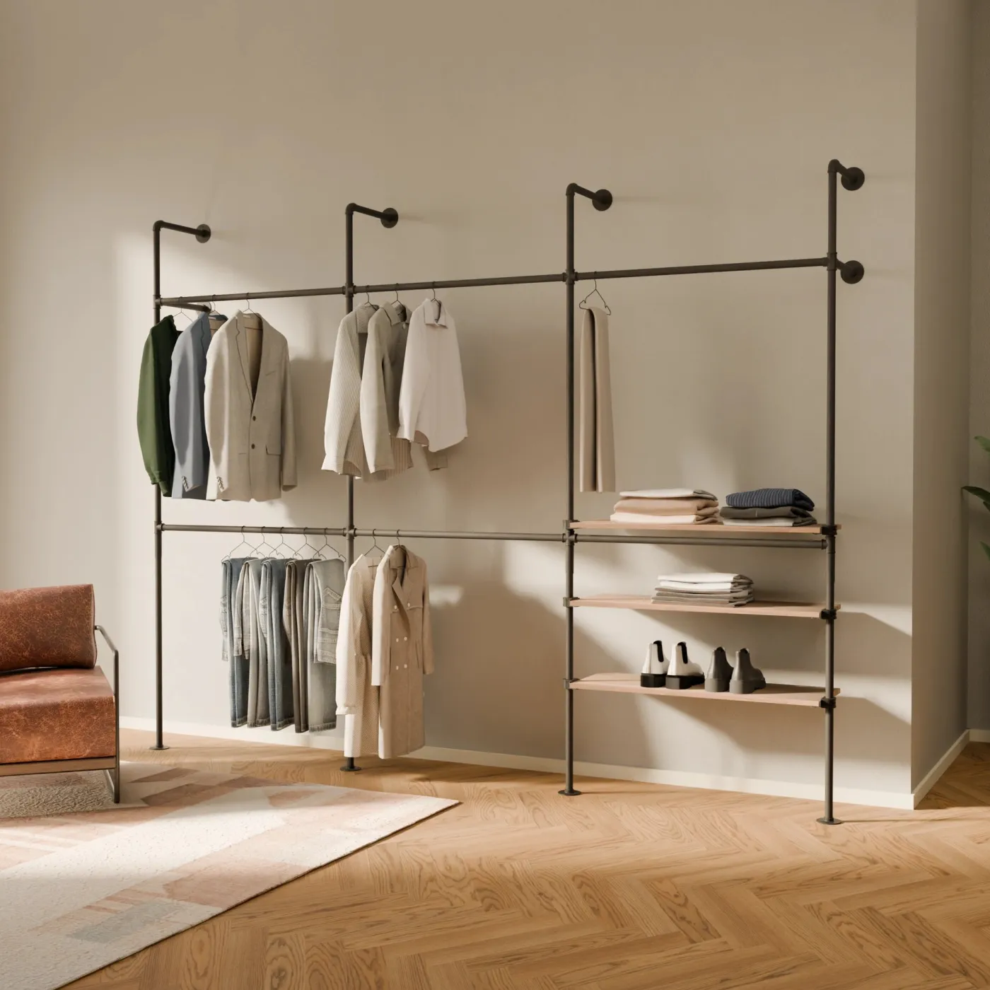 PAMO Kleiderstangensystem KIM DOUBLE 3 OAK