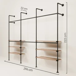 PAMO Kleiderstangensystem KIM DOUBLE 3 OAK