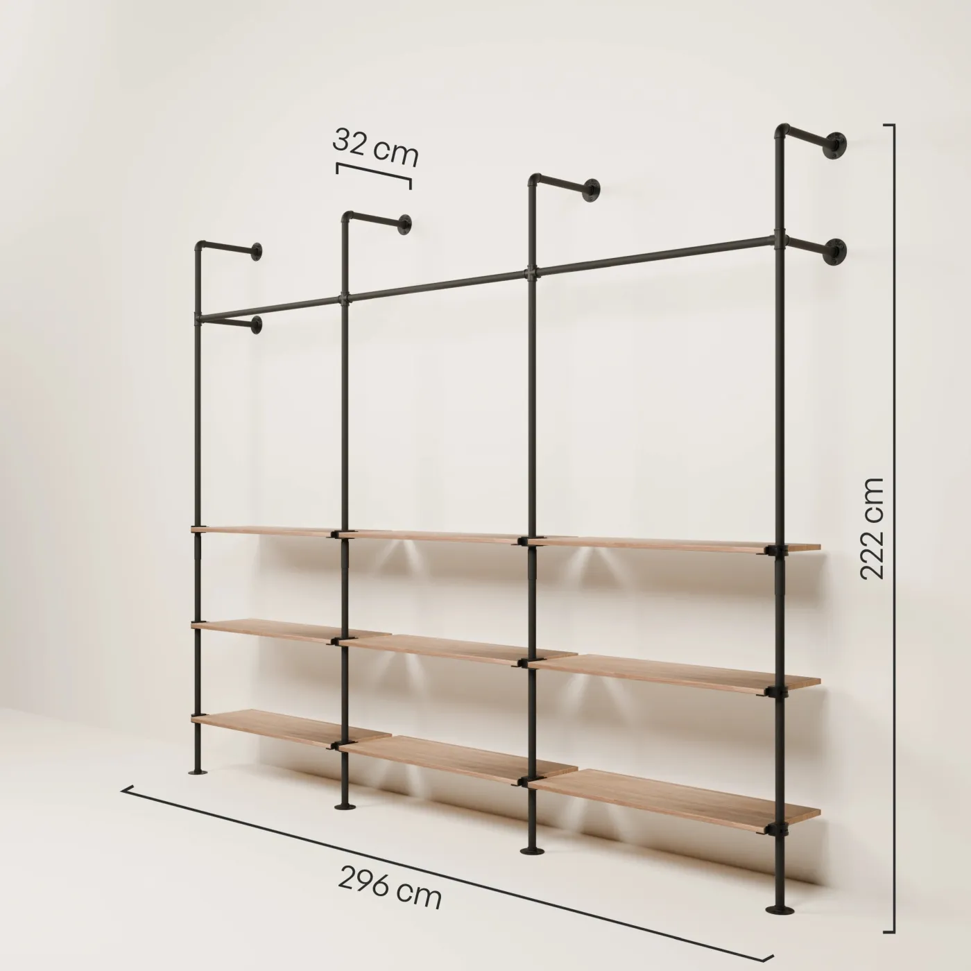PAMO Kleiderstangensystem KIM 3 OAK